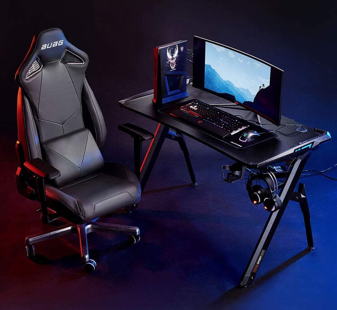 Gaming Style Desk with Cup Holder & Headphone Hook I76415