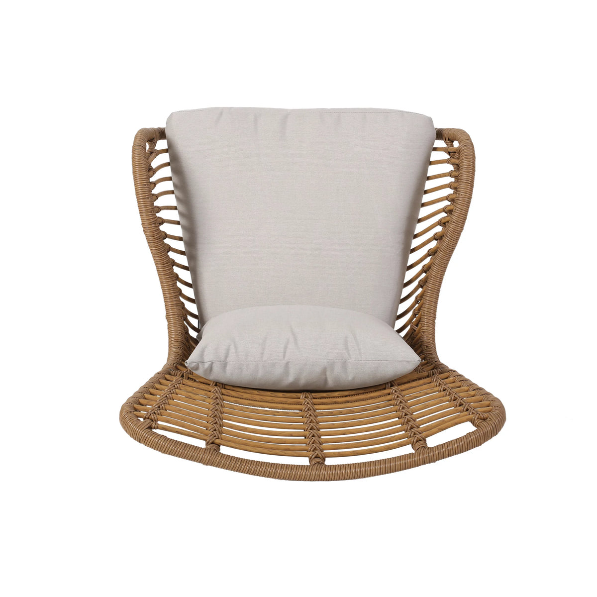 Set of 2 Light Brown Beige Wicker Club Chairs with Cushions P115