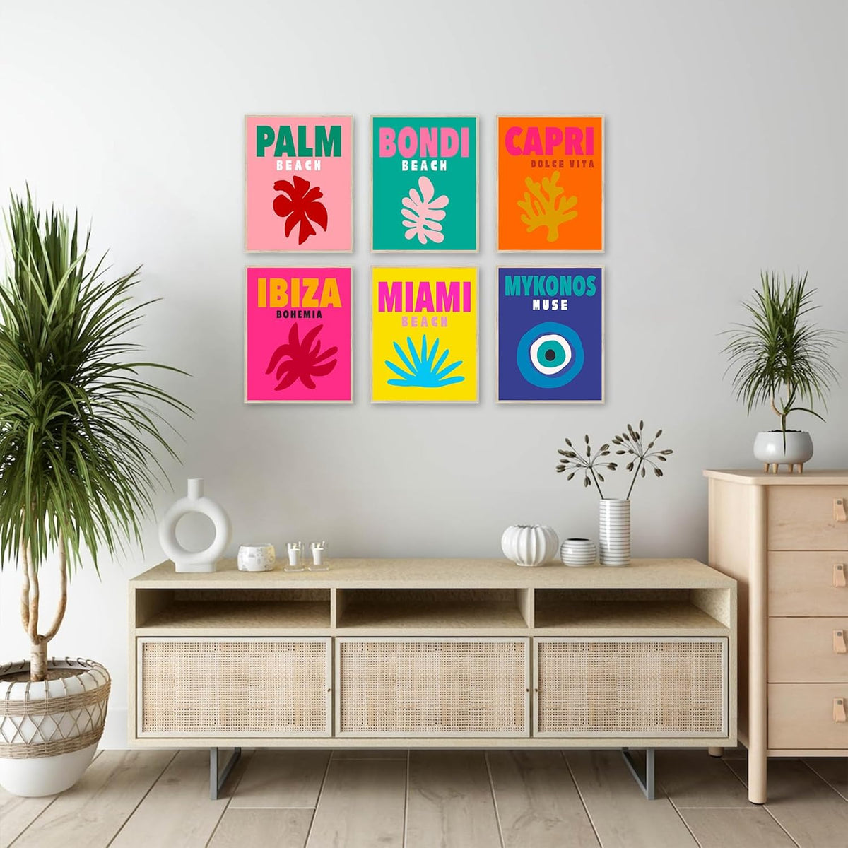 Preppy Posters for Dorm Decor, Colorful Preppy Wall Art Travel Prints, Pink Pastels College Maximalist Decor (8"x10", unframed) H443