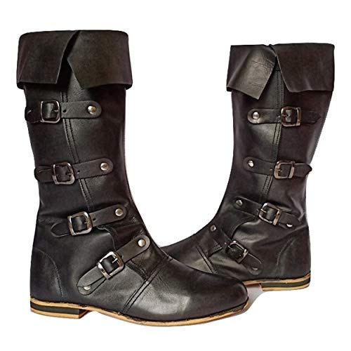 Medieval Leather Boots 4 Buckle Long Boot A34775