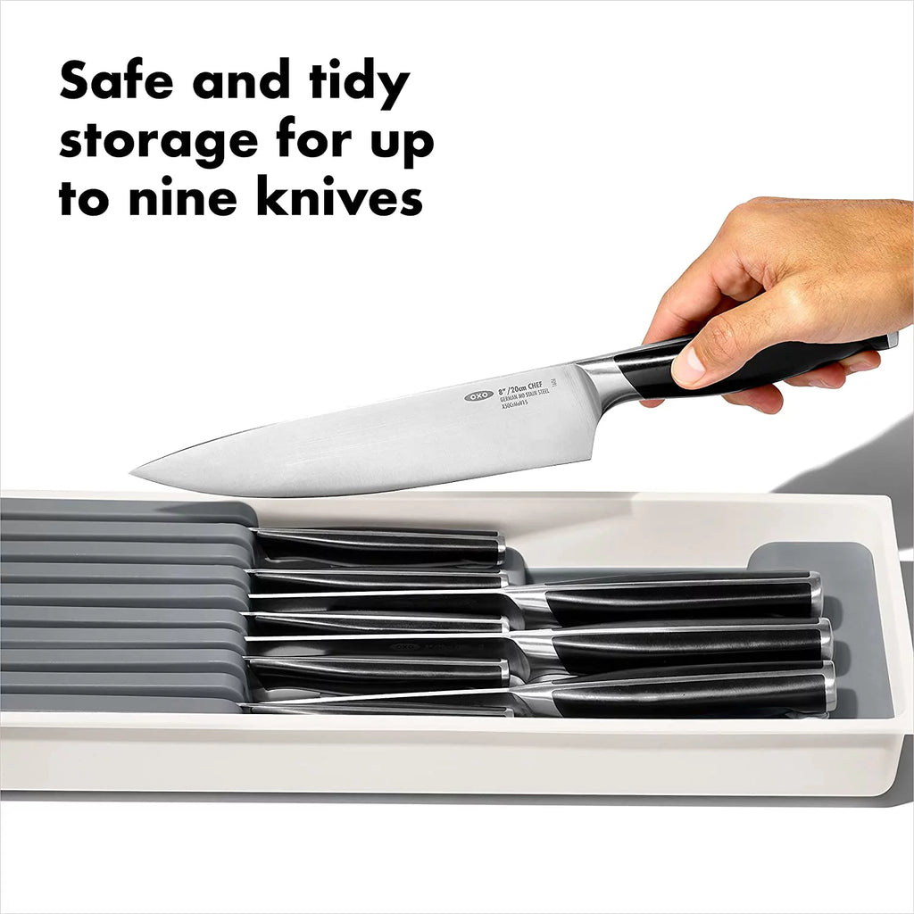 Compact Knife Drawer Organizer White G409