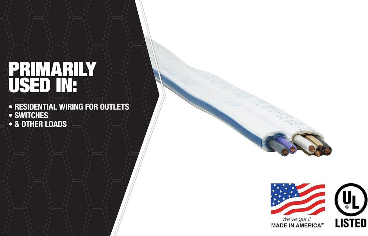 50' 14/3 with Ground NM-B Electrical Wire, White, Pack of 2 I54043
