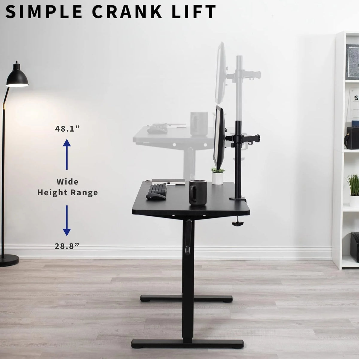Dark Walnut 43 X 24 Inch Height Adjustable Standing Desk E5177