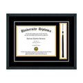 Single Diploma Frame with Tassel and Double Matting for 17" x 14" Tall Diploma with Black 3/4" Frame T6955