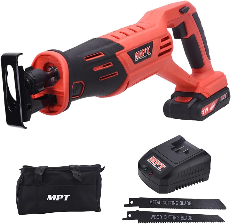 21V Cordless Reciprocating Saw with Battery and Charger, 2 Blades H95734