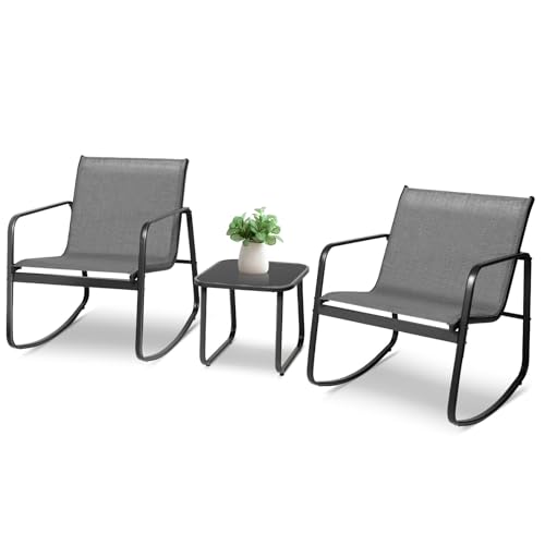 3 Pieces Black Wicker Patio Furniture Set with Coffee Table G445137