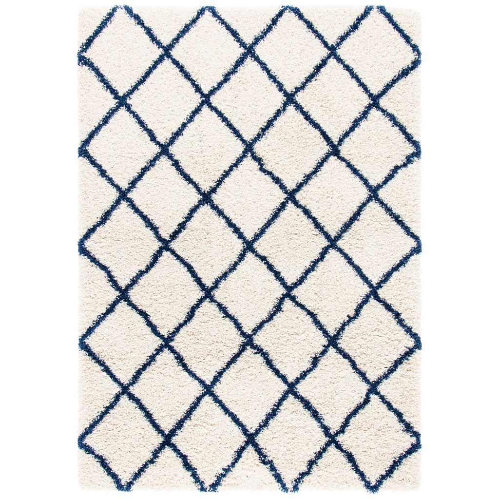 Ivory / Navy Shag Rug Z7079