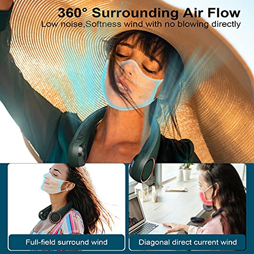 Portable Rechargeable Bladeless Neck Fan 3 Speed 4000 mAh White Q955758