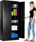 Black Steel Garage Storage Cabinet with Adjustable Shelves and Locking Doors T429