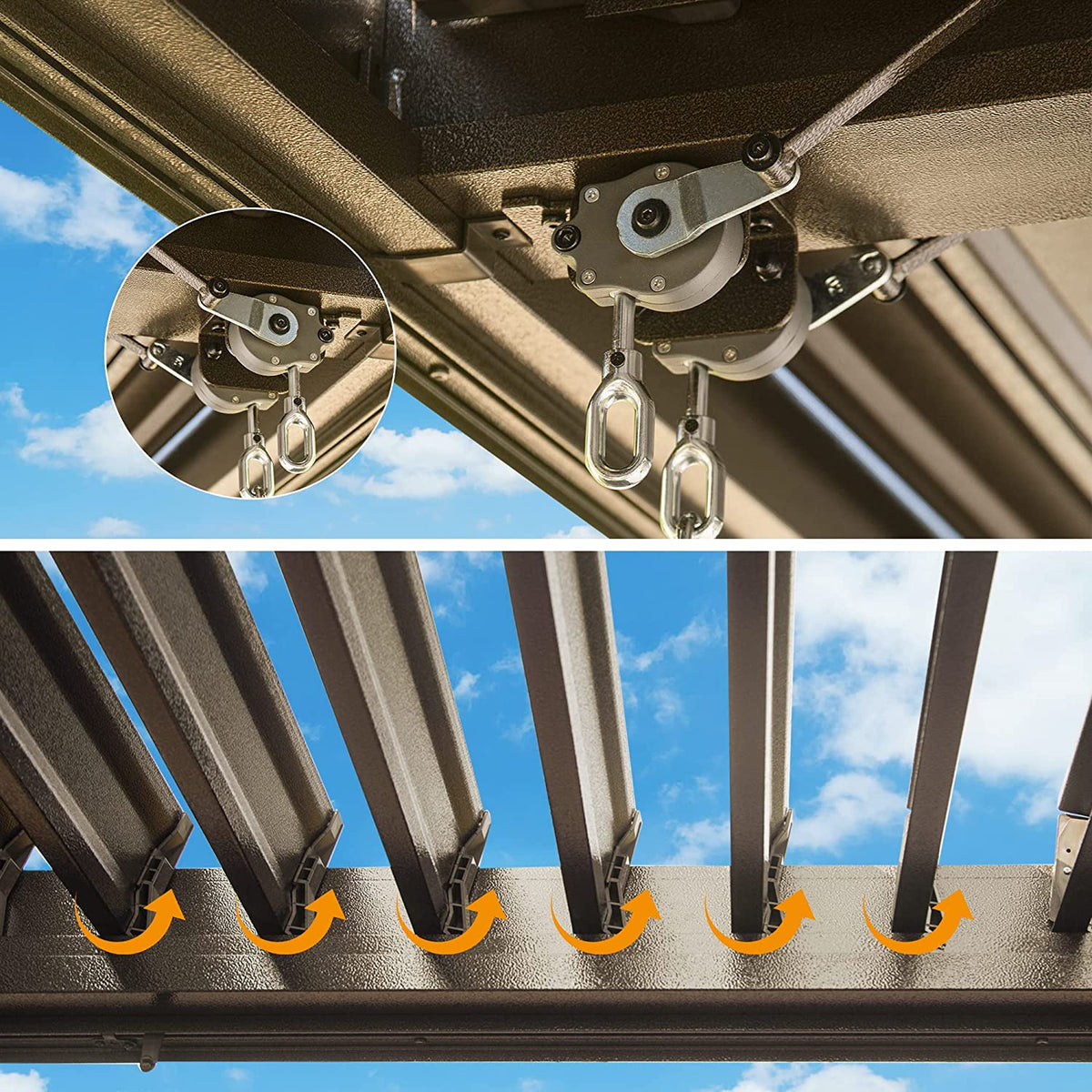 Louvered Pergola with Mosquito Netting B92836