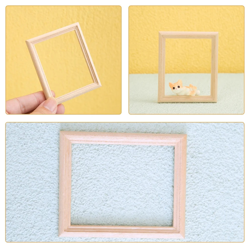 Wooden Miniature Photo Frames Dollhouse Decor J9487