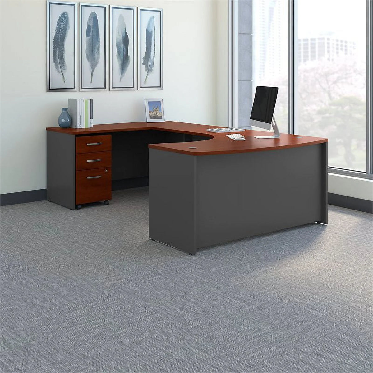 U-Shaped Desk with Mobile File Cabinet M123