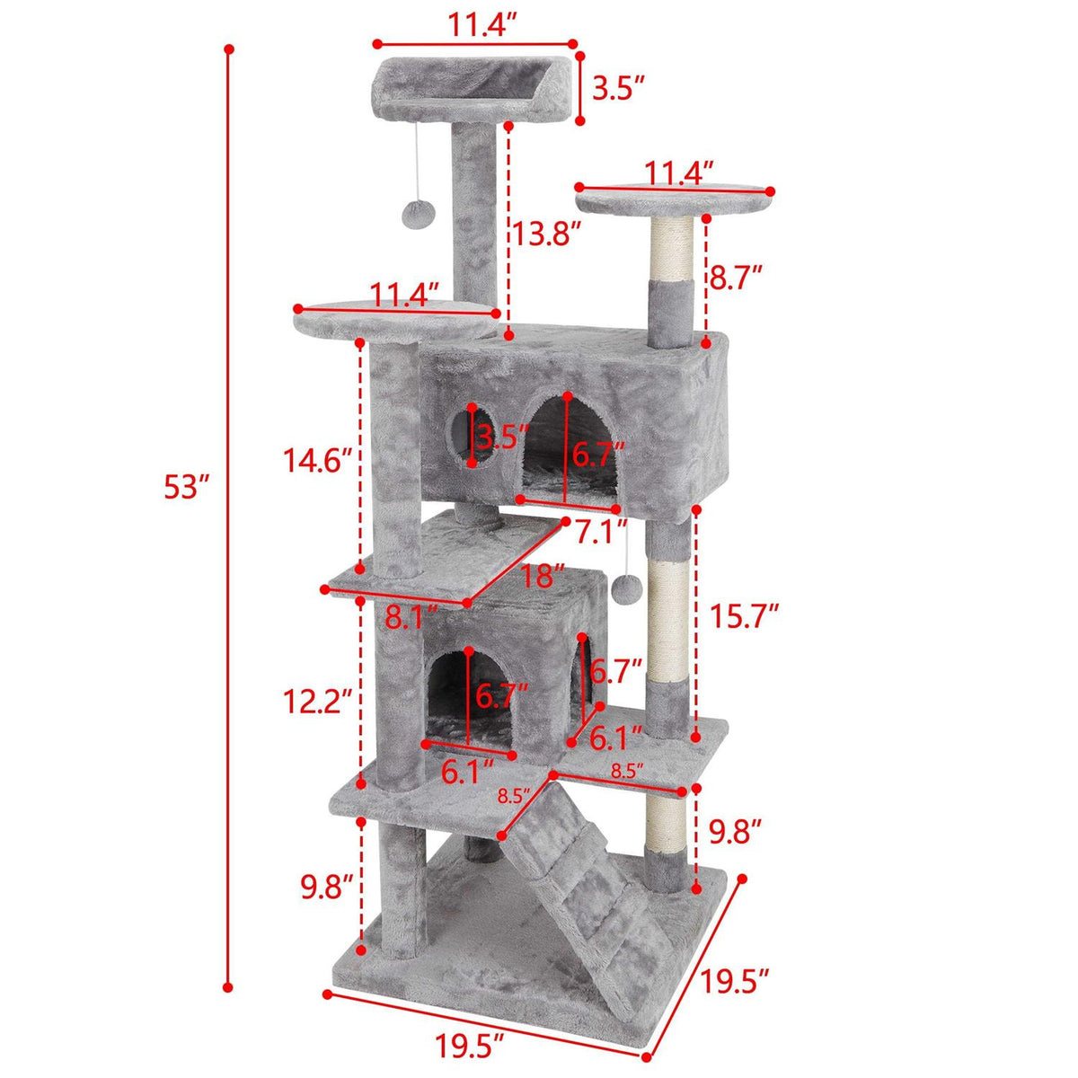 Cat Tree Multi-Levels Condos Scratching Post Tower D49579