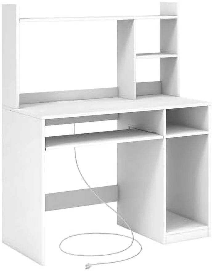 Black Computer Desk with Hutch and Power Outlet G99911