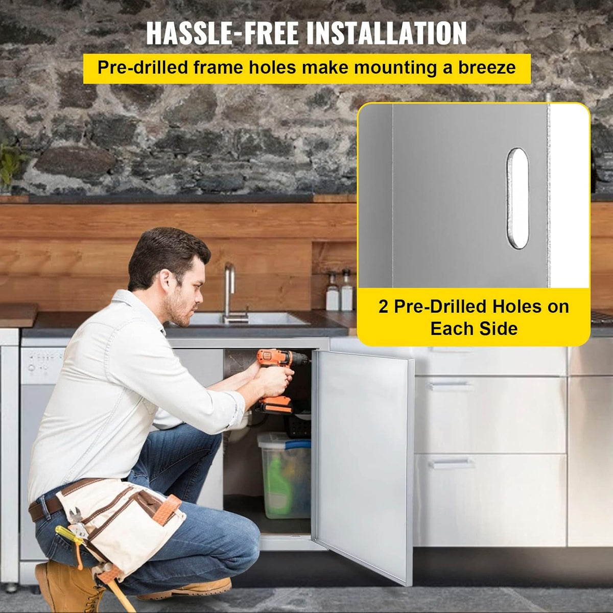 Stainless Steel Double BBQ Door with Recessed Handle H521