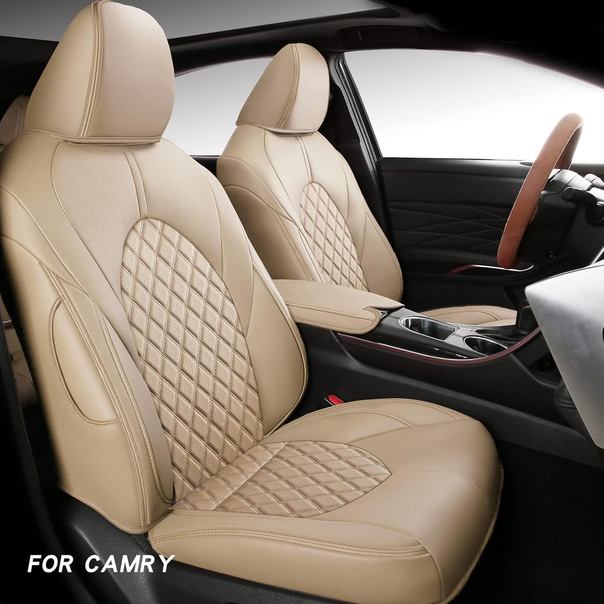 Black Faux Leather Car Seat Covers for Toyota Camry Hybrid Y997