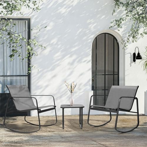 3 Pieces Black Wicker Patio Furniture Set with Coffee Table G445137