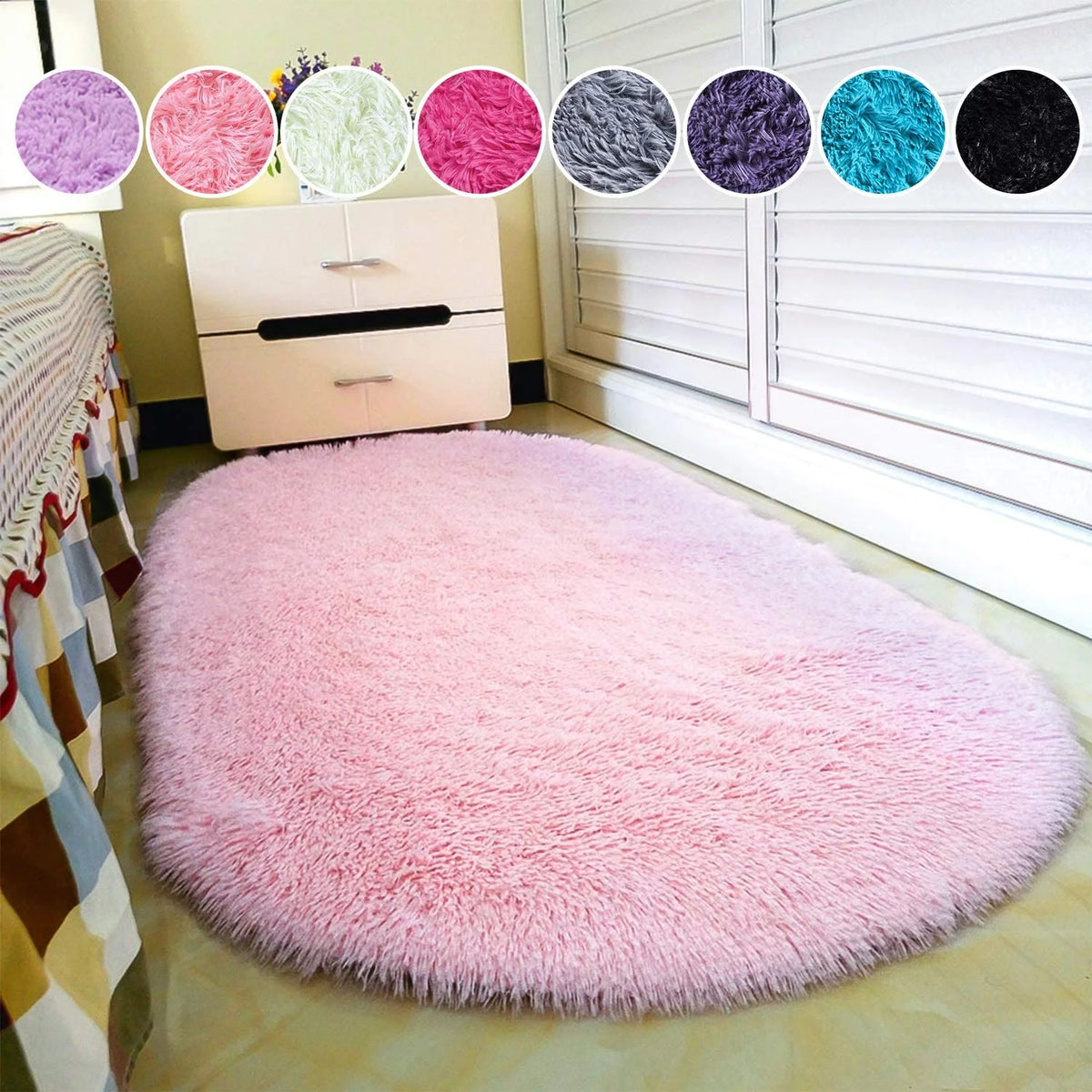 Pink Velvet Shaggy Area Rug 2.6' x 5.3' T1779