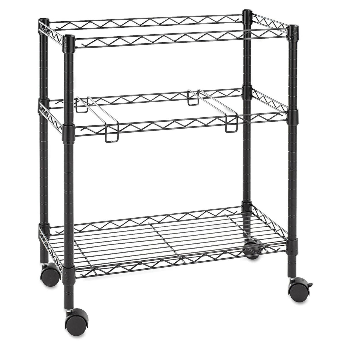 Black 2 Tier Rolling File Cart L59613