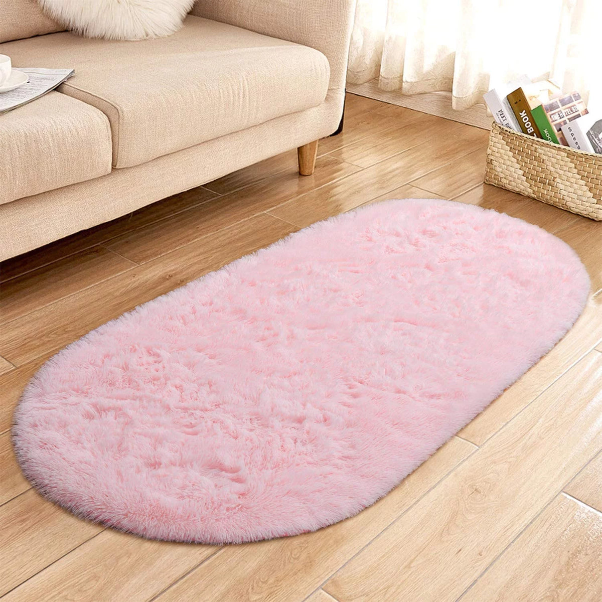 Pink Velvet Shaggy Area Rug 2.6' x 5.3' T1779