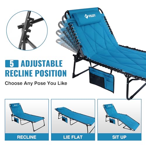 Oversized Padded Foldable Chaise Lounge with Cushion C2892