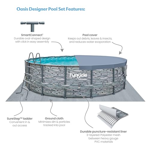 14' x 42" Round Frame Above Ground Swimming Pool Set with Filter Pump, Ladder, and Pool Cover D91007