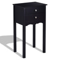 Black Side Table with 2 Drawers L8975