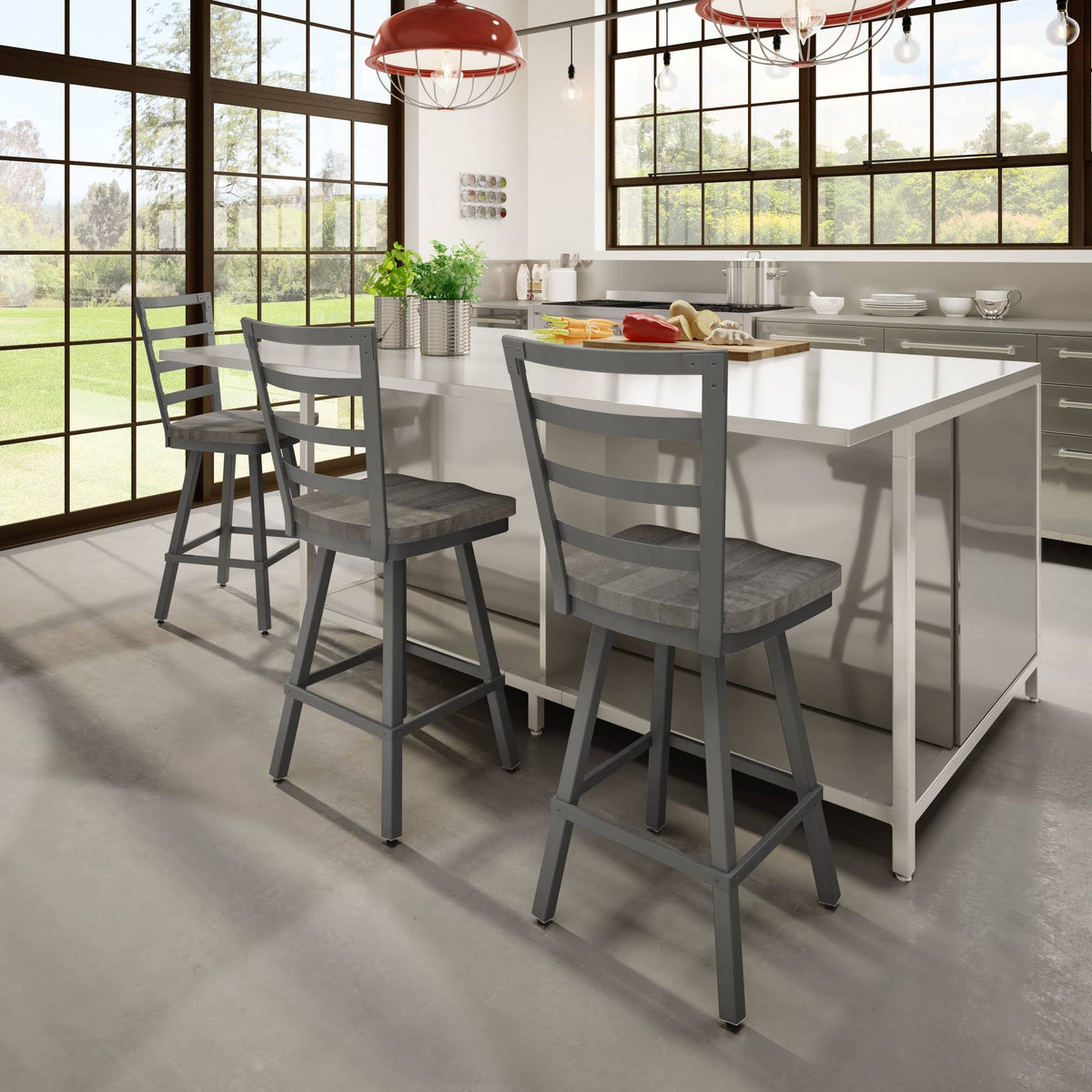 Gray Swivel Metal Counter Stool B982