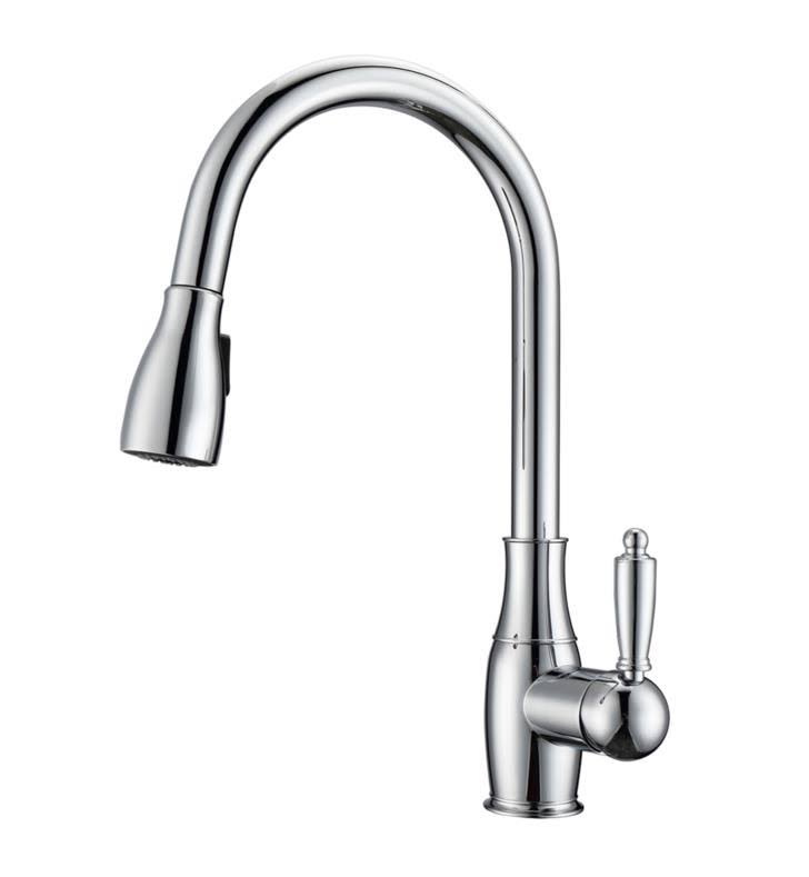 Brushed Nickel Kitchen Faucet Pull-Out Spray Metal Lever Handles W1224