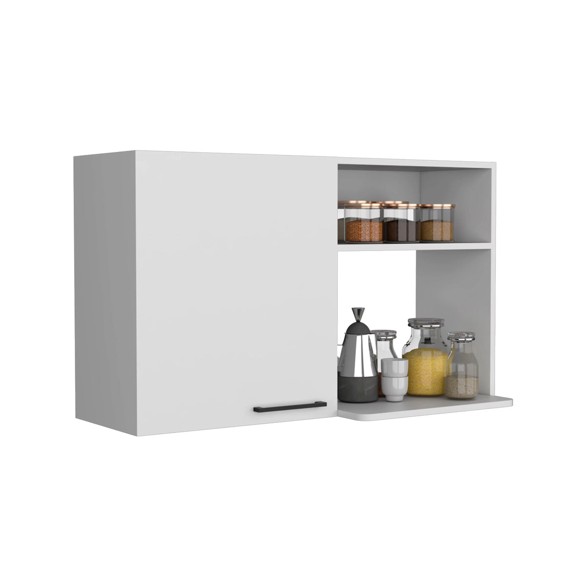White 2 Stackable Wall-Mounted Storage Cabinet with 2 Side Shelf J973691