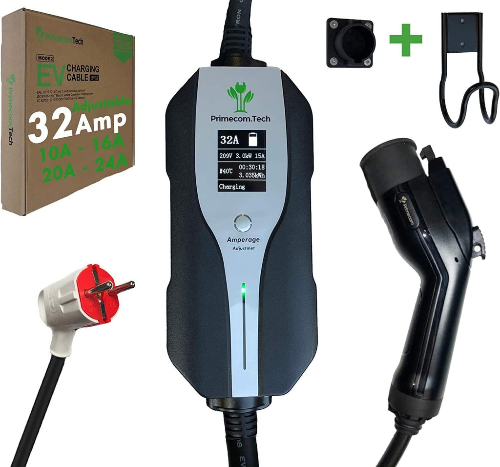 Level 2 Electric Vehicle Charger Amperage Adjustable 40Ft Cable EVSE Plug-in Hybrid O7044