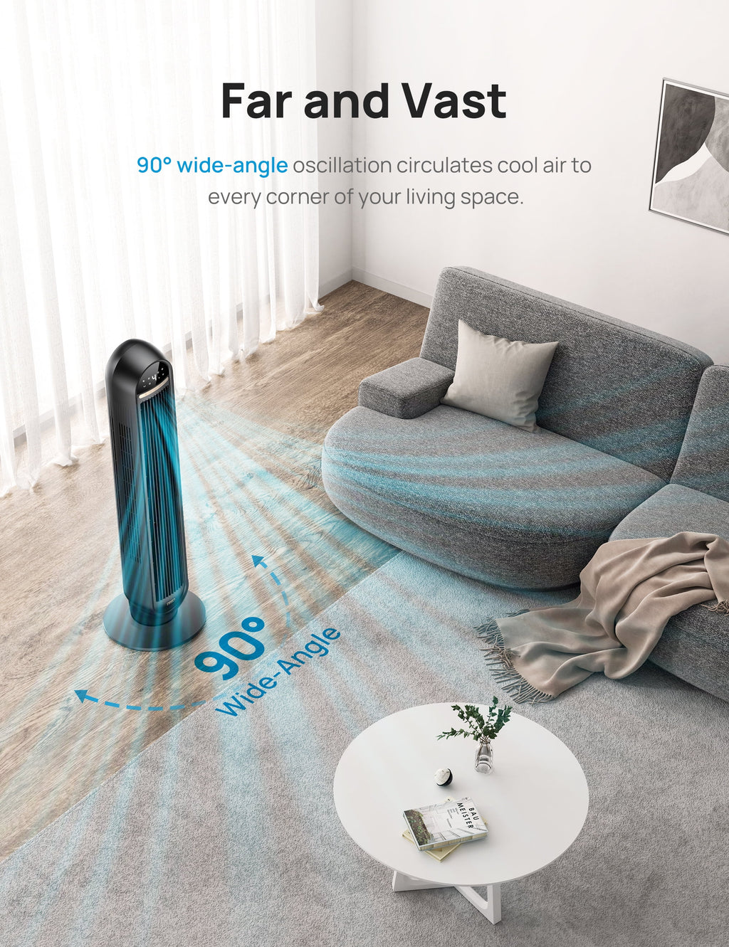 36" Oscillating Tower Fan with Remote C92949