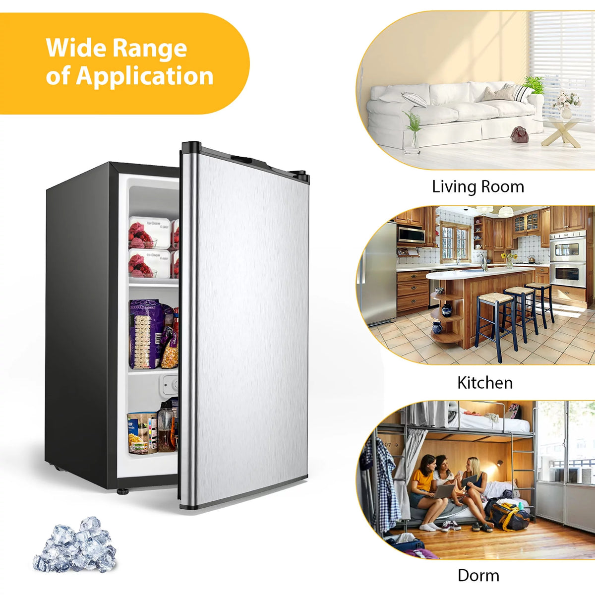 3 cu.ft. Compact Upright Freezer with Stainless Steel Door B944