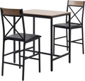 3 Piece Brown Dining Table and Chairs Set with PU Padded Stools O427549