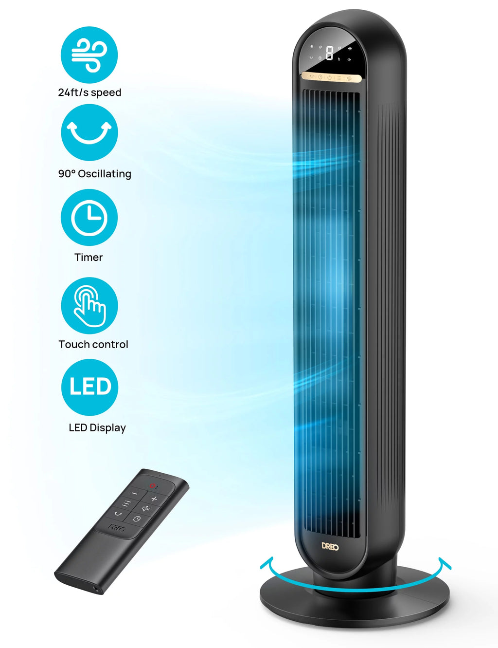 36" Oscillating Tower Fan with Remote C92949