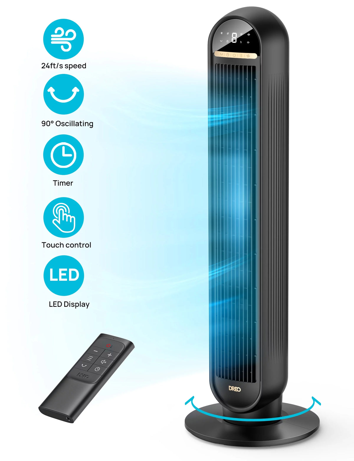 36" Oscillating Tower Fan with Remote C92949