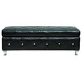 Black Synthetic Leather Storage Bench Q73947