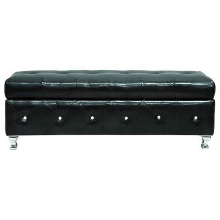 Black Synthetic Leather Storage Bench Q73947
