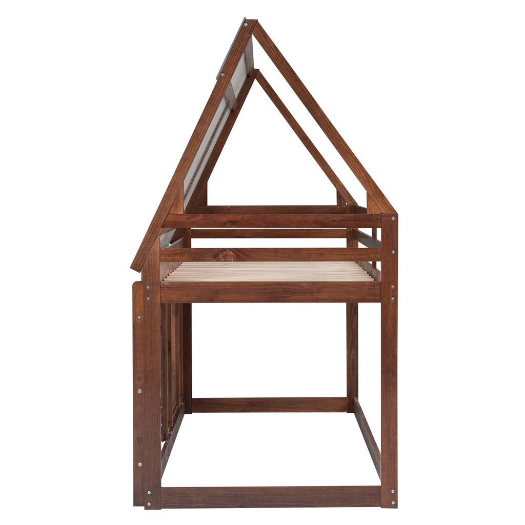 Twin over Twin Bunk Bed with Roof U674698