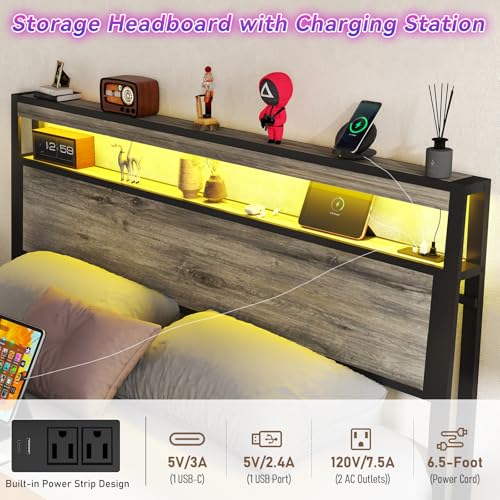 Queen Bed Frame with Storage Headboard and 4 Drawers H51203