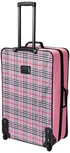 Expandable Softside Upright Luggage Set, Black and White, 2-Piece (14/19) B3202
