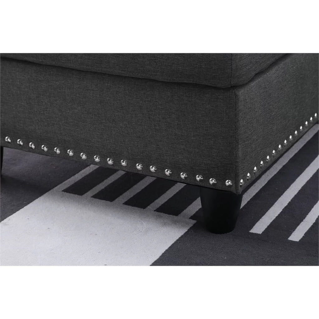 Gray Polyester Fabric Sectional Sofa with Ottoman D11290
