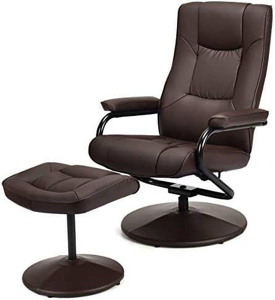 Gray PU Leather Recliner Chair with Ottoman Y341813