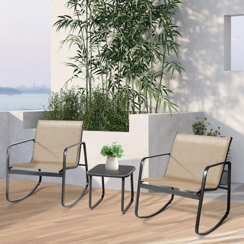 3 Pieces Black Wicker Patio Furniture Set with Coffee Table G445137