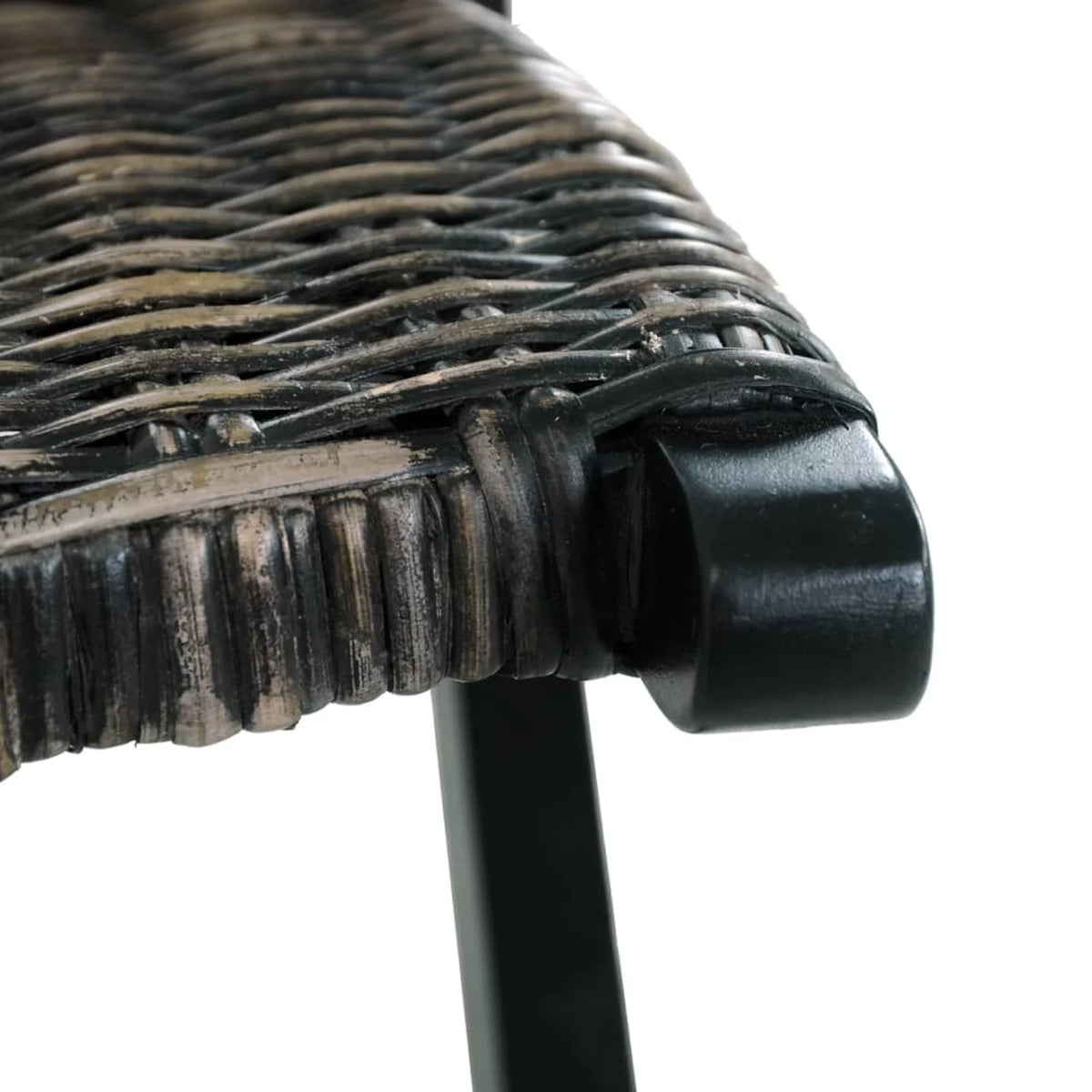Black Natural Kubu Rattan Mahogany Wood Frame Chair V9136