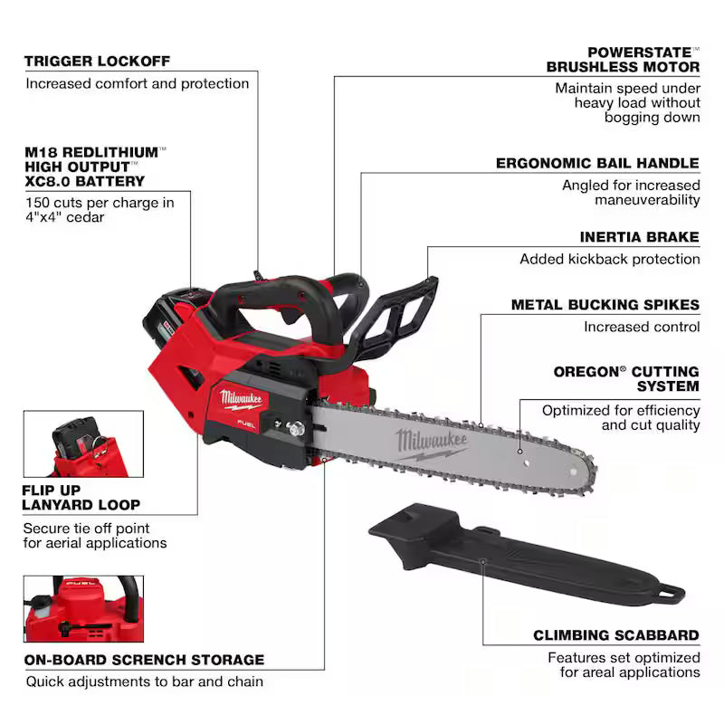14 in. Cordless Chainsaw Kit with Pole Saw, Battery, Charger J690