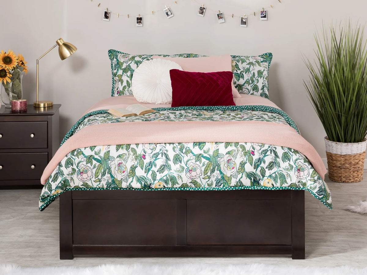 Queen Solid Wood Platform Bed with 2 Storage Drawers N79498