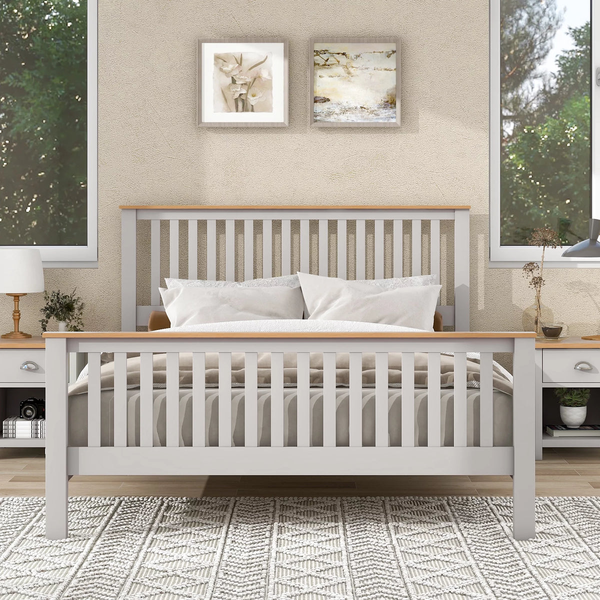 Queen Platform Bed with Oak Top H596651