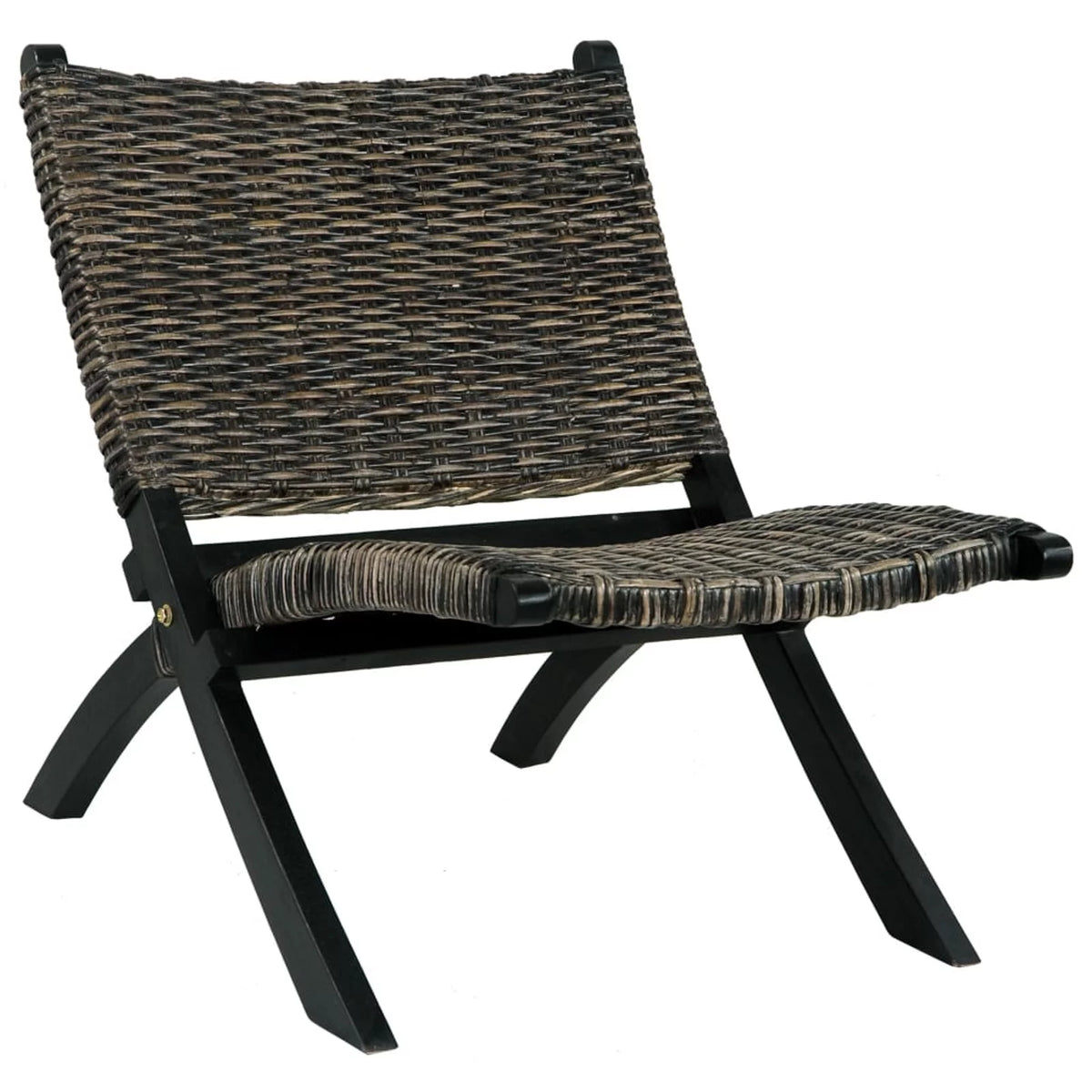 Black Natural Kubu Rattan Mahogany Wood Frame Chair V9136