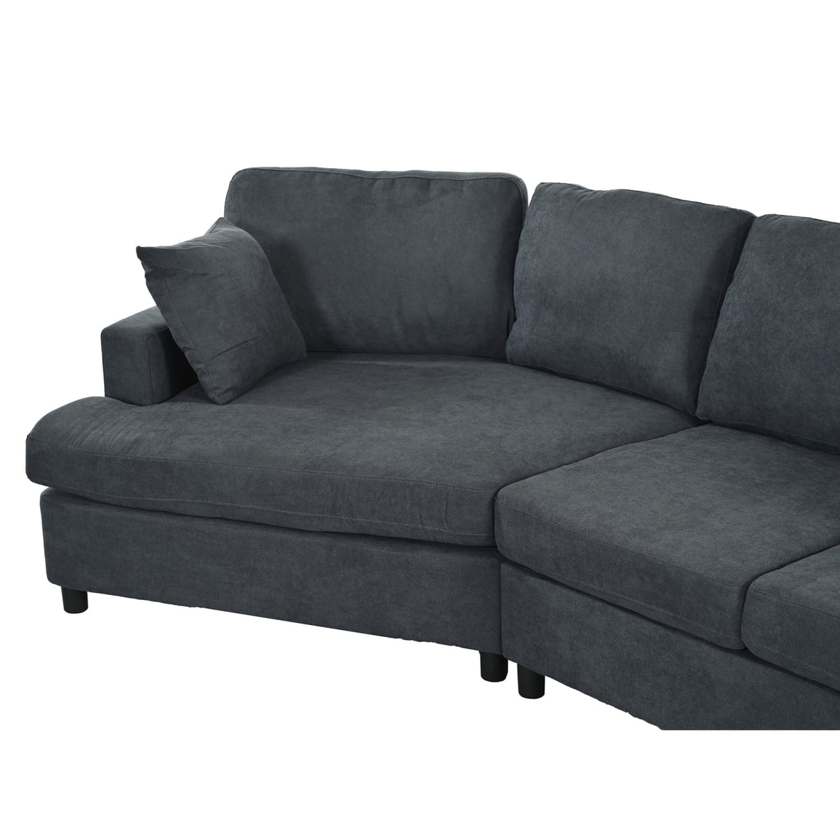 Gray 3 Seat Upholstered Sectional Sofa with Pillows E776738